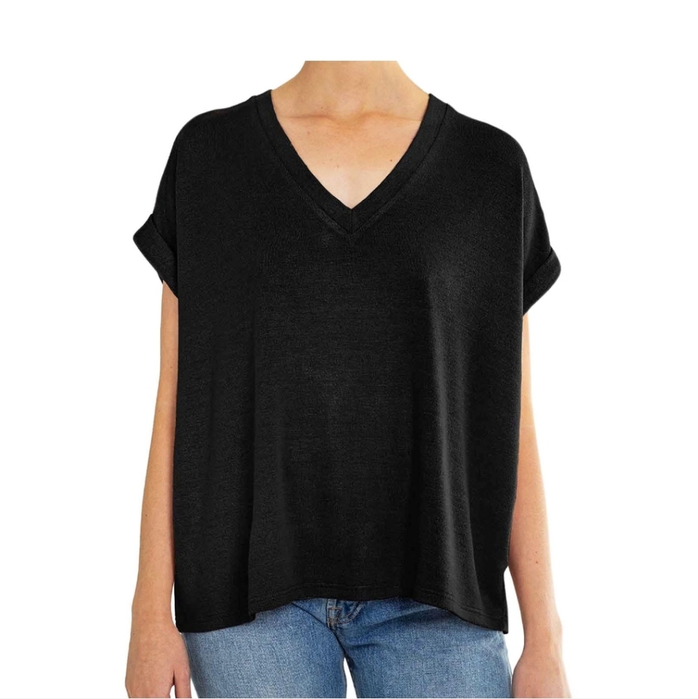 Mod Ref Womens Short Sleeve Vee Neck Top Size XL New